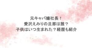 元キャバ嬢社長！愛沢えみりの旦那は誰？子供はいつ生まれた？経歴も紹介